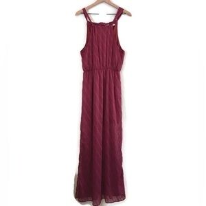 Everly Burgundy Purple Smocked High Low Sleeveless Tie Dress Women’s size Medium